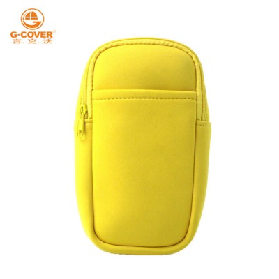 Outdoor Soft cell phone zipper bag custom printed neoprene mobile phone pouch with carabiner