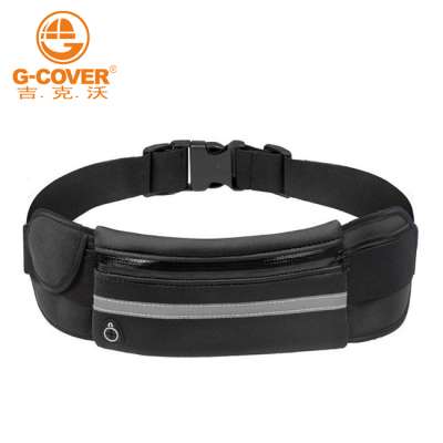 Men Black Neoprene Waterproof Zipper Sport Fanny Pack Running Belt Waist Bags